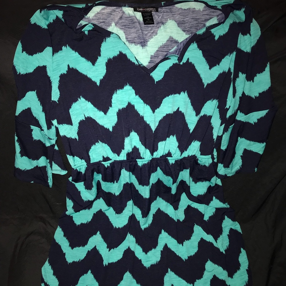 Tiffany and Navy Blue Chevron Dress